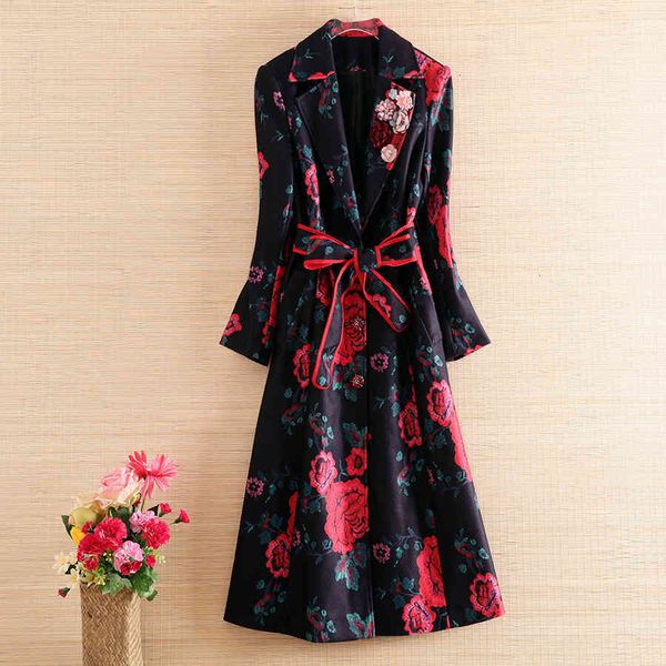 women's wool & blends leather trench for women belt slim fit long 3d flowers spring coat casaco feminino abrigos mujer autumn outerwear, Black
women's wool & blends leather trench for women belt slim fit long 3d flowers spring coat casaco feminino abrigos mujer autumn outerwear, Black