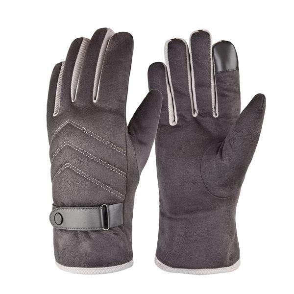 suede warm gloves in autumn and winter men's plush thickened outdoor riding windproof touch screen, Black 
suede warm gloves in autumn and winter men's plush thickened outdoor riding windproof touch screen, Black