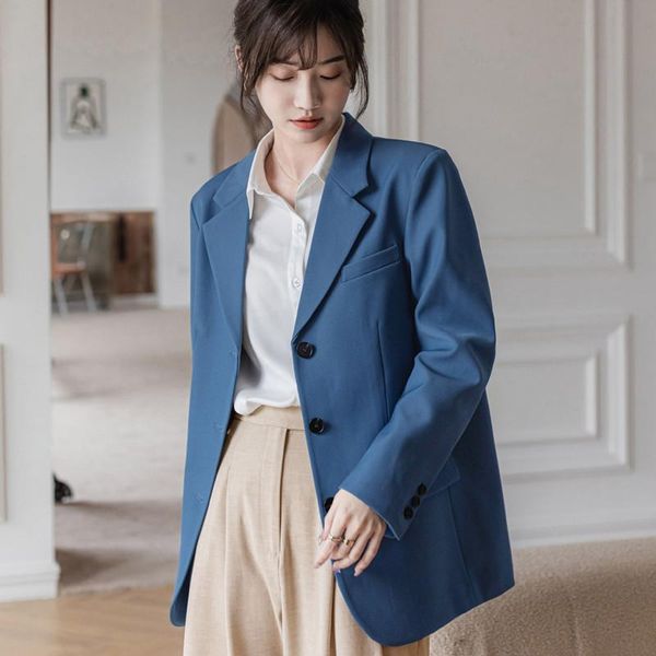 women's suits & blazers elegant office ladies loose single-breasted blazer women solid notched collar suit jackets 2021 spring outerwea, White;black
women's suits & blazers elegant office ladies loose single-breasted blazer women solid notched collar suit jackets 2021 spring outerwea, White;black