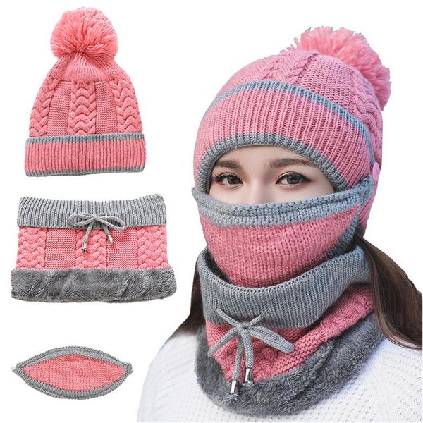cycling caps & masks women's winter hat mask bib 3 piece set velvet thick knitted warm ear protection mixed color woolen for women, Black
cycling caps & masks women's winter hat mask bib 3 piece set velvet thick knitted warm ear protection mixed color woolen for women, Black