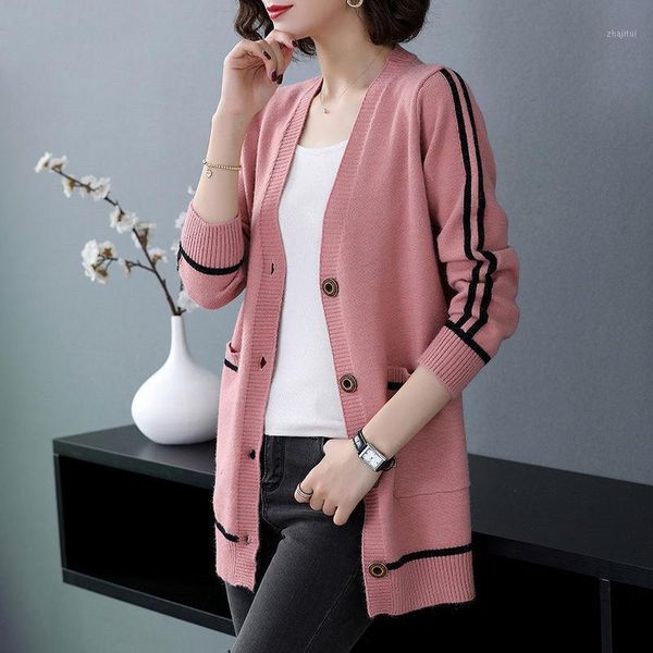 peonfly fashion women cardigan casual 2021 autumn v neck sweater soft knitted korean single breasted pocket jacket coat ladies, White
peonfly fashion women cardigan casual 2021 autumn v neck sweater soft knitted korean single breasted pocket jacket coat ladies, White