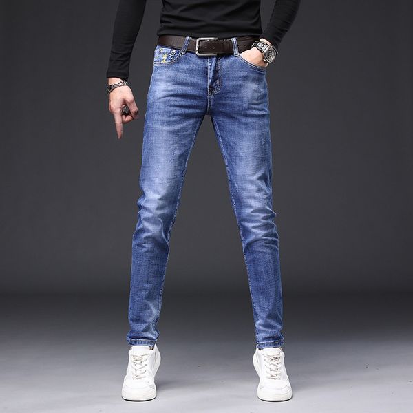 fashion jeans 2021 spring and summer men's embroidery simple casual slim fit elastic pants, Blue
fashion jeans 2021 spring and summer men's embroidery simple casual slim fit elastic pants, Blue