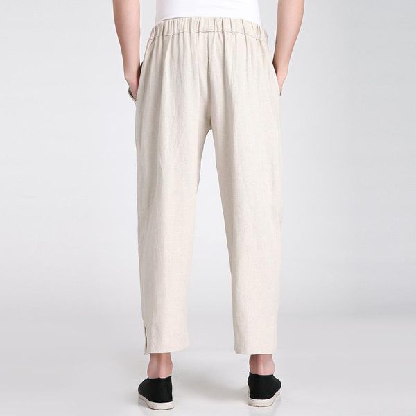men's pants cotton linen elastic waist leisure wu shu trousers chinese style loose harem pantalones, Black
men's pants cotton linen elastic waist leisure wu shu trousers chinese style loose harem pantalones, Black