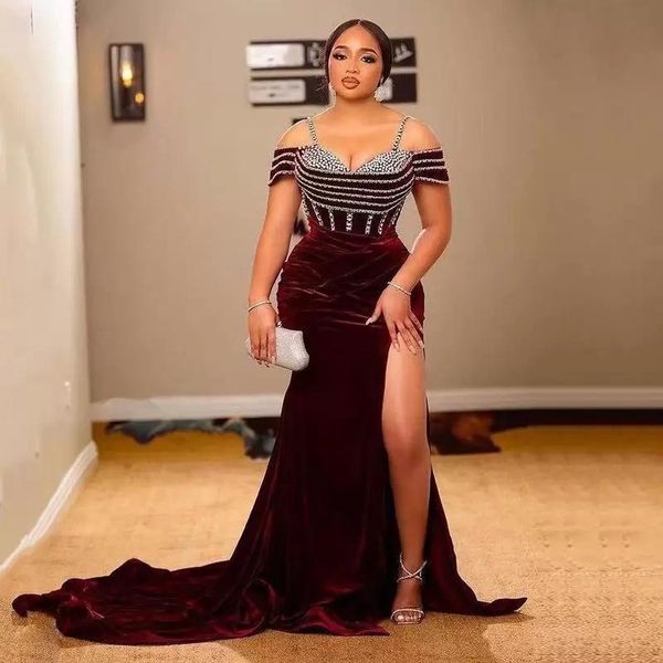 party dresses aso ebi velvet evening crystal beaded off shoulder prom dress plus size sweep train side split vestidos de fiesta, White;black
party dresses aso ebi velvet evening crystal beaded off shoulder prom dress plus size sweep train side split vestidos de fiesta, White;black