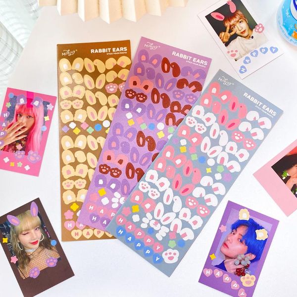 card holders kawaii ears and stickers ins style girl diy idol po decoration scrapbook diary school stationery, Brown;gray
card holders kawaii ears and stickers ins style girl diy idol po decoration scrapbook diary school stationery, Brown;gray