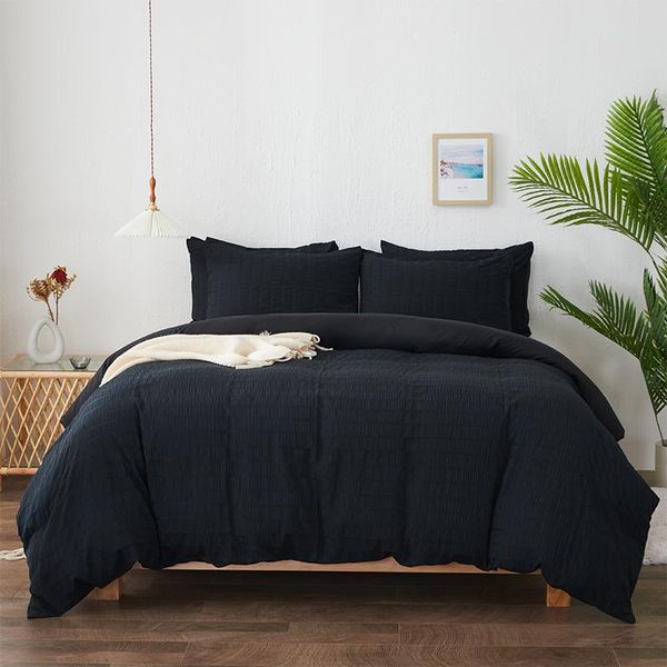 bonenjoy black color duvet cover sets seersucker comforter bubble bedding set king size bed linen covers
bonenjoy black color duvet cover sets seersucker comforter bubble bedding set king size bed linen covers
