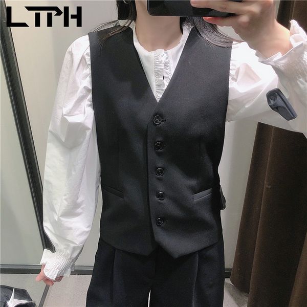 vintage chic 2 pieces set women suits sleeveless single breasted vest jacket black shorts casual short sets summer 210427, White
vintage chic 2 pieces set women suits sleeveless single breasted vest jacket black shorts casual short sets summer 210427, White