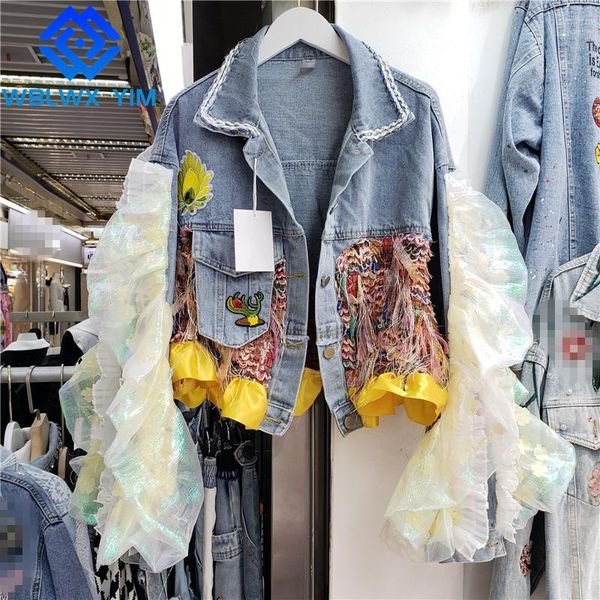 women's jackets streetwear women denim jacket lapel tassel patchwork fashion embroidery short jeans womens loose casual coat, Black;brown
women's jackets streetwear women denim jacket lapel tassel patchwork fashion embroidery short jeans womens loose casual coat, Black;brown