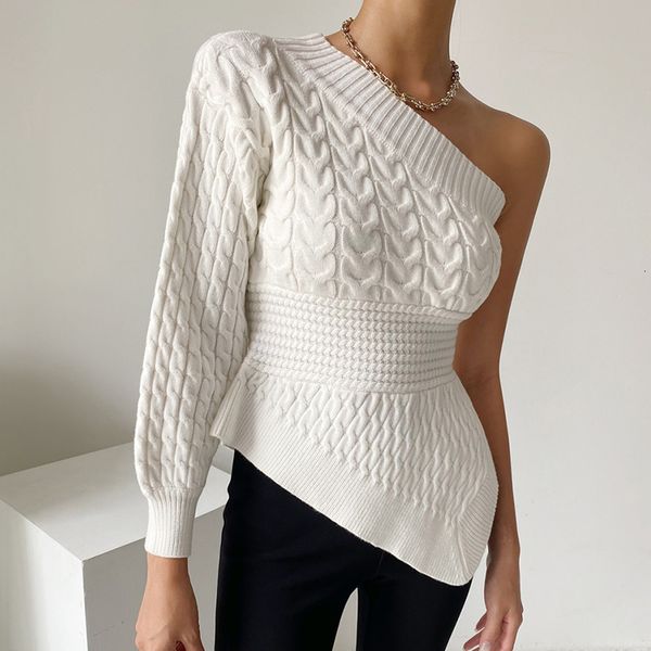 women's sweaters large korean-sized pullovers chic neck half sleeve off shoulder care thin torsion irregular waist knitted or crocheted, White;black
women's sweaters large korean-sized pullovers chic neck half sleeve off shoulder care thin torsion irregular waist knitted or crocheted, White;black