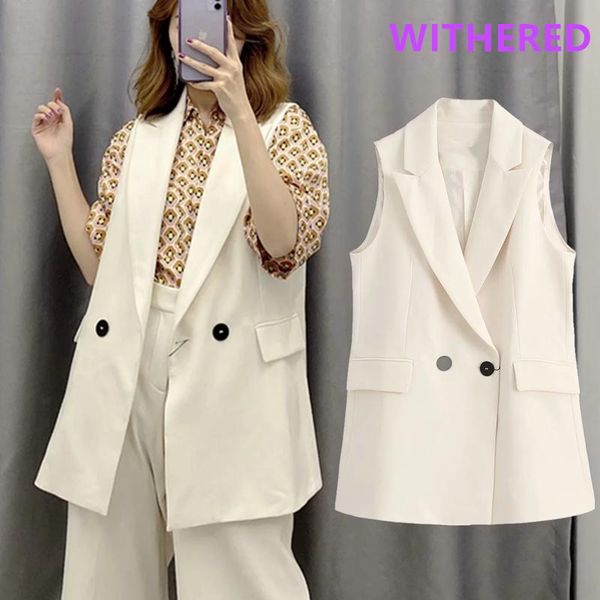 women's vests dave&di england office lady simple double breasted vest sleeveless blazer women mujer 2021 blazers and jackets, Black;white
women's vests dave&di england office lady simple double breasted vest sleeveless blazer women mujer 2021 blazers and jackets, Black;white