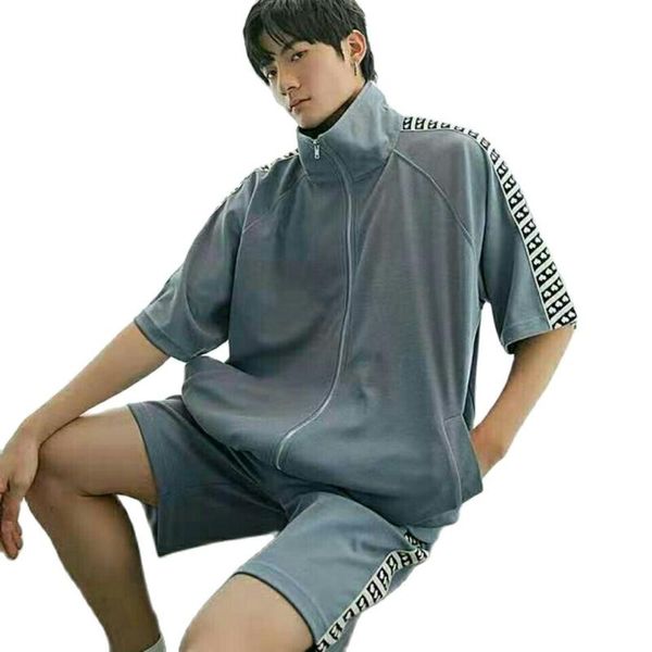 men's tracksuits 2021 summer men half sleeve 2 pcs set jacket and shorts casual loose hip hop fashion chic sports sets plus size 4xl, Gray
men's tracksuits 2021 summer men half sleeve 2 pcs set jacket and shorts casual loose hip hop fashion chic sports sets plus size 4xl, Gray
