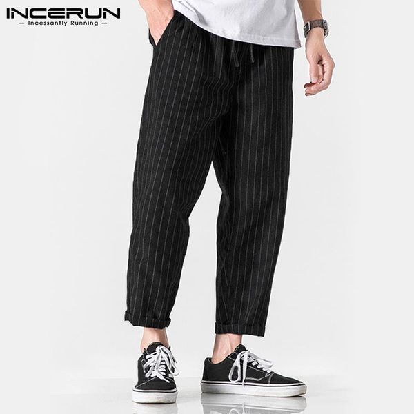 men's pants incerun men striped joggers drawstring streetwear loose casual retro pantalones hombre cotton 2021 leisure trousers s-5xl, Black
men's pants incerun men striped joggers drawstring streetwear loose casual retro pantalones hombre cotton 2021 leisure trousers s-5xl, Black