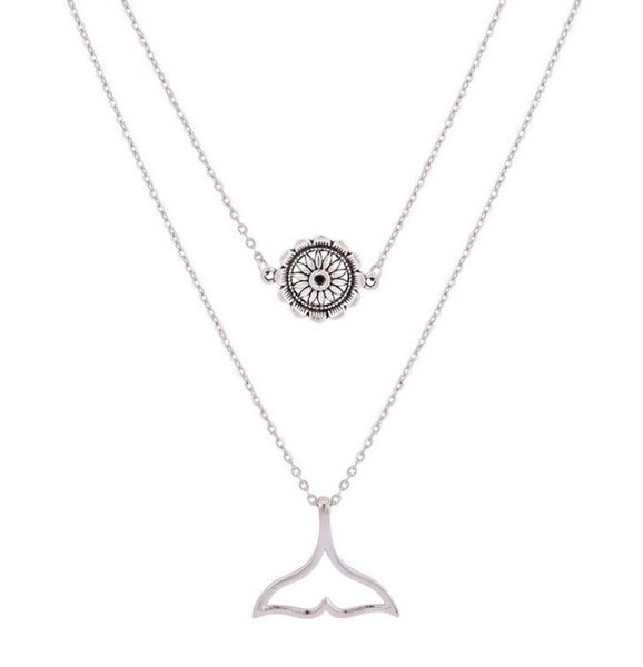 retro animal handmade multilayer double layer fishtail necklace bohemian style, Silver
retro animal handmade multilayer double layer fishtail necklace bohemian style, Silver