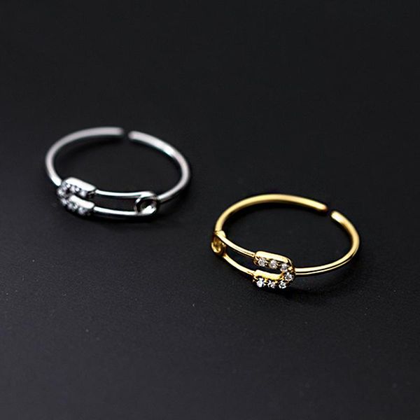 cluster rings 925 sterling silver women's ring safety pin with stone creative adjustable opening jewelry wedding engagement gift, Golden;silver
cluster rings 925 sterling silver women's ring safety pin with stone creative adjustable opening jewelry wedding engagement gift, Golden;silver