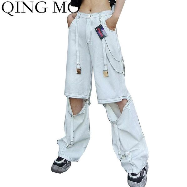 women's pants & capris qing mo straight women summer wide leg 2021 detachable zipper female high waist trousers zqy3999, Black;white
women's pants & capris qing mo straight women summer wide leg 2021 detachable zipper female high waist trousers zqy3999, Black;white
