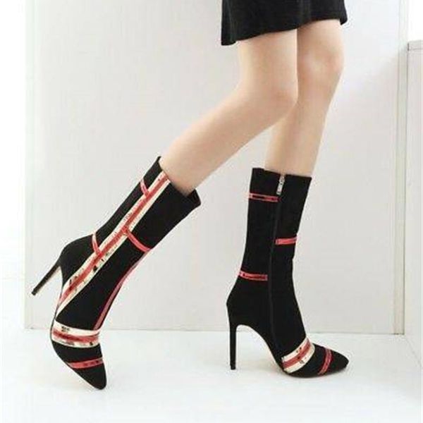 boots high heels fall and winter color matching fashion suede show thin heel medium tube are made in size 40, Black
boots high heels fall and winter color matching fashion suede show thin heel medium tube are made in size 40, Black