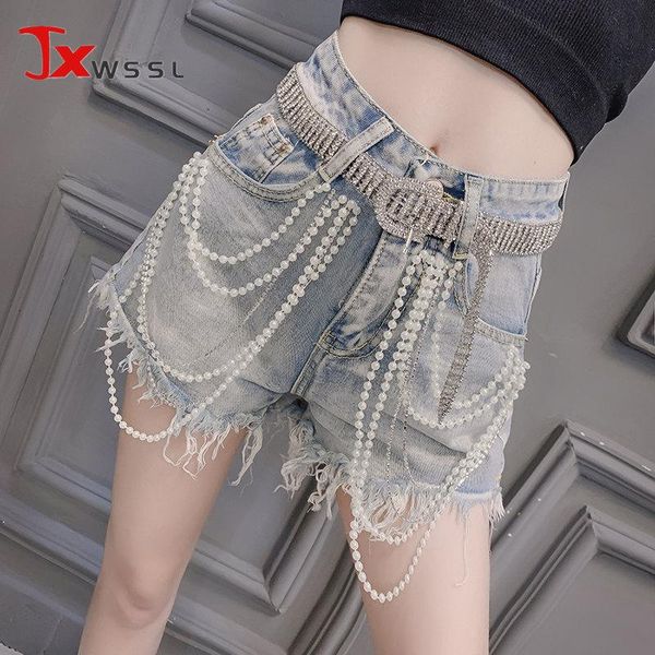 women's shorts women 2021 summer beaded tassels high waist denim female casual wide leg jeans chic wild, White;black
women's shorts women 2021 summer beaded tassels high waist denim female casual wide leg jeans chic wild, White;black
