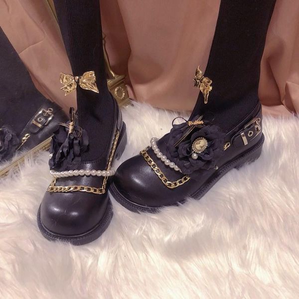 boots womens round toe metal chain bowknot pears stitching socks mid calf lolita shoes belt buckle cosplay punk low heel 2021, Black
boots womens round toe metal chain bowknot pears stitching socks mid calf lolita shoes belt buckle cosplay punk low heel 2021, Black