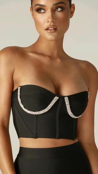 women's tracksuits women summer style strapless backless diamonds crystal two piece black bandage set celebrity fashion, Gray
women's tracksuits women summer style strapless backless diamonds crystal two piece black bandage set celebrity fashion, Gray