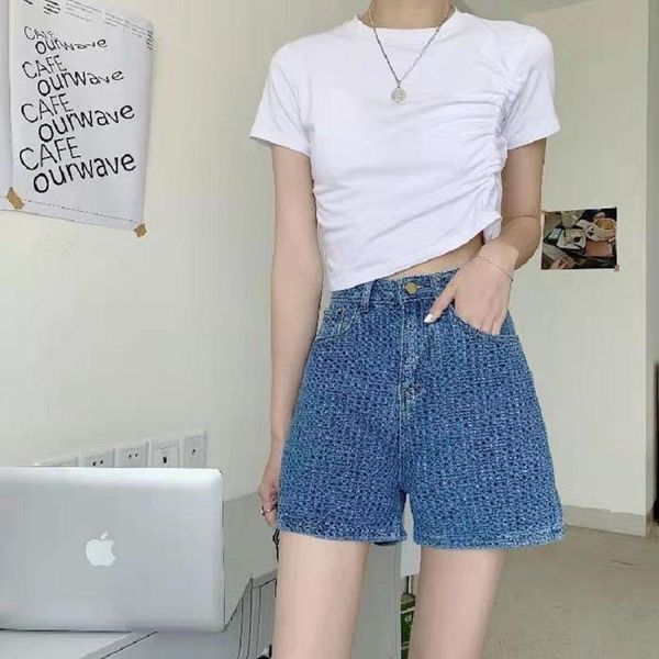 women's shorts 2021 summer high waist versatile loose korean thin casual denim, White;black
women's shorts 2021 summer high waist versatile loose korean thin casual denim, White;black