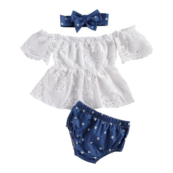clothing sets 3pcs born toddler baby girls floral lace t-shirts shorts outfits set off shoulder clothes summer suits headband 6-24m, White
clothing sets 3pcs born toddler baby girls floral lace t-shirts shorts outfits set off shoulder clothes summer suits headband 6-24m, White