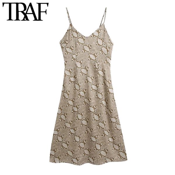 traf women chic fashion snake print midi dress vintage backless thin straps female dresses vestidos mujer 210415, Black;gray
traf women chic fashion snake print midi dress vintage backless thin straps female dresses vestidos mujer 210415, Black;gray