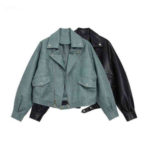 spring autumn women faux soft leather pu jacket turndown collar moto biker rivet zipper street wear coat 210513, Black
spring autumn women faux soft leather pu jacket turndown collar moto biker rivet zipper street wear coat 210513, Black