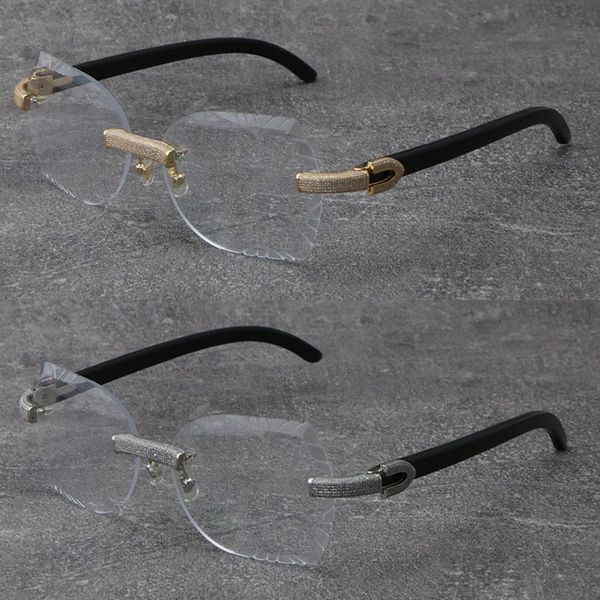rimless luxury micro-paved diamond set frames original black buffalo horn eyewear male and female 18k gold frame glasses man designer plank, Silver
rimless luxury micro-paved diamond set frames original black buffalo horn eyewear male and female 18k gold frame glasses man designer plank, Silver