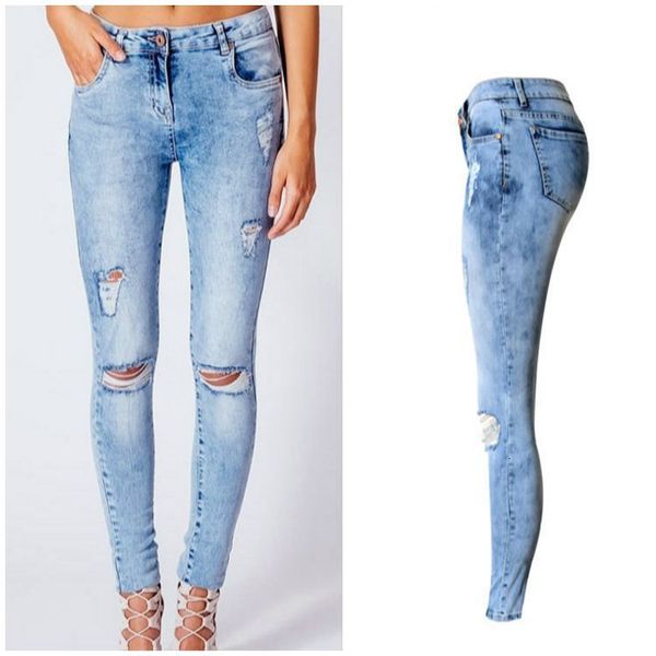 women fashion hole ripped washed bleached trousers stretchy denim pants womens elasticity skinny jeans, Blue
women fashion hole ripped washed bleached trousers stretchy denim pants womens elasticity skinny jeans, Blue