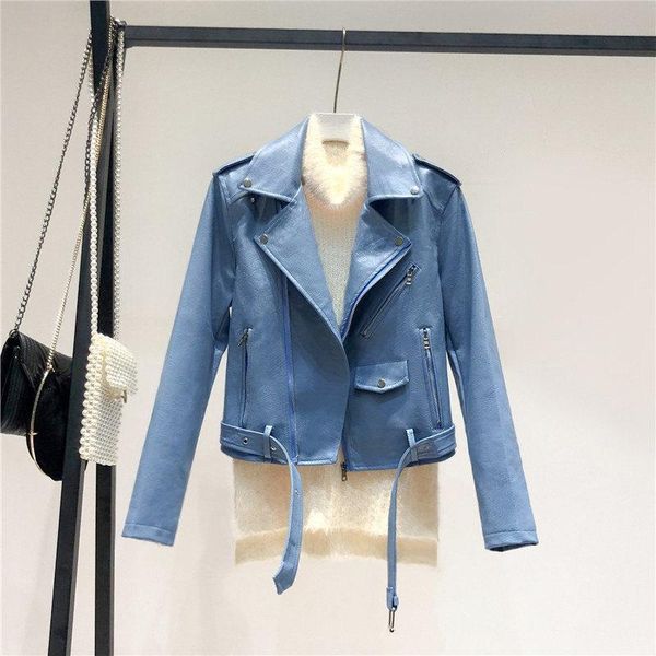 women's leather & faux pu jacket women slim sashes casual biker jackets outwear female bf style blue pink coat, Black
women's leather & faux pu jacket women slim sashes casual biker jackets outwear female bf style blue pink coat, Black