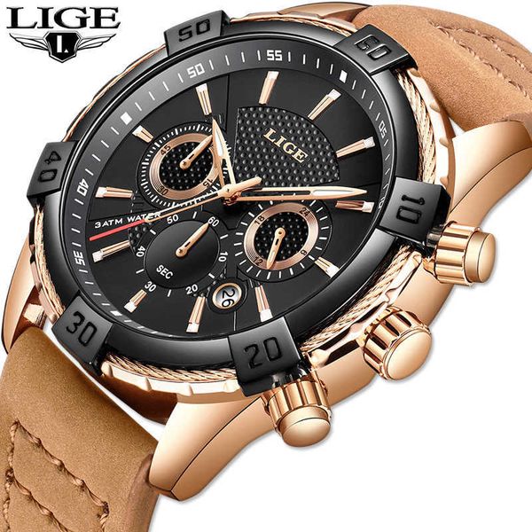 lige men watches brand luxury business quartz gold watch men leather waterproof military wristwatch relogio masculino 210527, Slivery;brown
lige men watches brand luxury business quartz gold watch men leather waterproof military wristwatch relogio masculino 210527, Slivery;brown