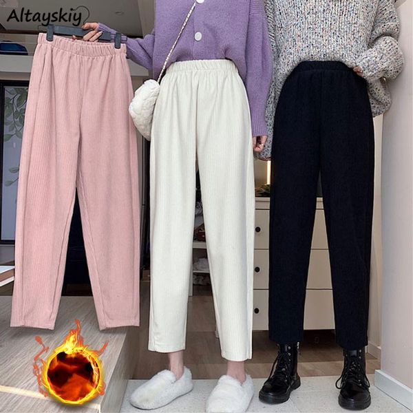 women's pants & capris women pencil winter plus velvet ankle length corduroy warm trousers students elastic waist straight pantalones v, Black;white
women's pants & capris women pencil winter plus velvet ankle length corduroy warm trousers students elastic waist straight pantalones v, Black;white