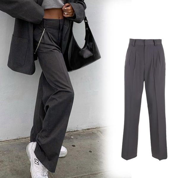 women's pants & capris women dark grey casual straight suit fashion high waist trousers daily office lady solid color simplicity loose, Black;white
women's pants & capris women dark grey casual straight suit fashion high waist trousers daily office lady solid color simplicity loose, Black;white