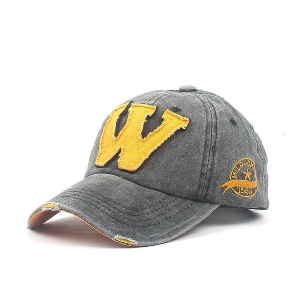 w baseball cap men's wash label cap women's outdoor leisure sunshade hat, Blue;gray