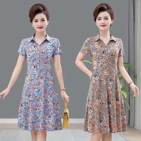 floral dress mother's summer temperament skirt middle aged and old women's short sleeve knee length, Black;gray
floral dress mother's summer temperament skirt middle aged and old women's short sleeve knee length, Black;gray