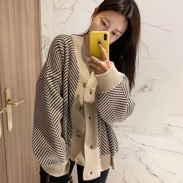 women's knits & tees single breaste v neck women black christmas diamond striped knit cardigan sweater knitted loose oversized jumper j, White
women's knits & tees single breaste v neck women black christmas diamond striped knit cardigan sweater knitted loose oversized jumper j, White