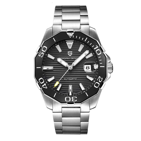 human watch pagani design 4m steel band black iron sheet lighting calendar mechanical automatic watches, Slivery;brown
human watch pagani design 4m steel band black iron sheet lighting calendar mechanical automatic watches, Slivery;brown