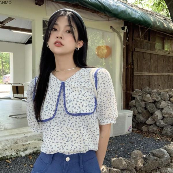 women's blouses & shirts sweet floral doll collar short sleeve shirt summer 2021 korean loose and thin bubble top, White
women's blouses & shirts sweet floral doll collar short sleeve shirt summer 2021 korean loose and thin bubble top, White