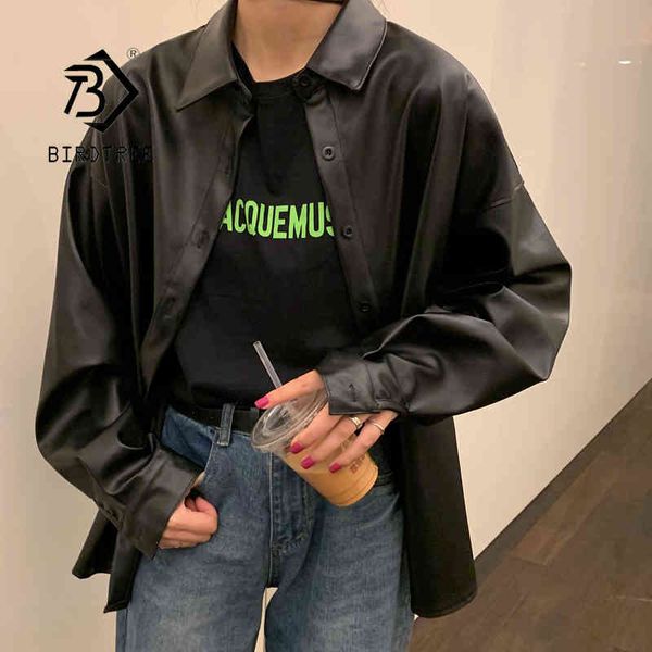 women mid-length pu oversize leather shirt all-match solid black long sleeves casual turn-down collar fashion blouse c12701x 210419
women mid-length pu oversize leather shirt all-match solid black long sleeves casual turn-down collar fashion blouse c12701x 210419