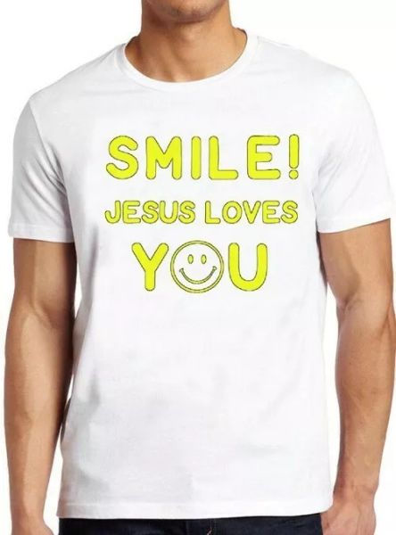 christian smile jesus loves you funny saying religious gift cool t shirt 4065, White;black
christian smile jesus loves you funny saying religious gift cool t shirt 4065, White;black