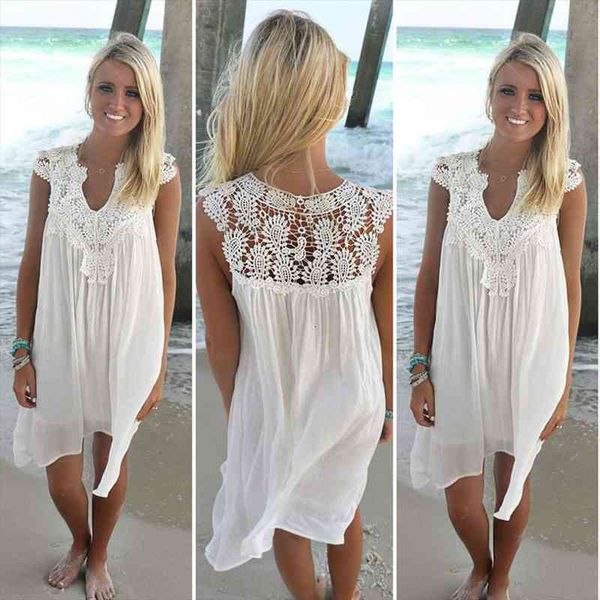 summer casual loose beach womens dress lace sleeveless chiffon short white plus size female vestidos, Black;gray
summer casual loose beach womens dress lace sleeveless chiffon short white plus size female vestidos, Black;gray