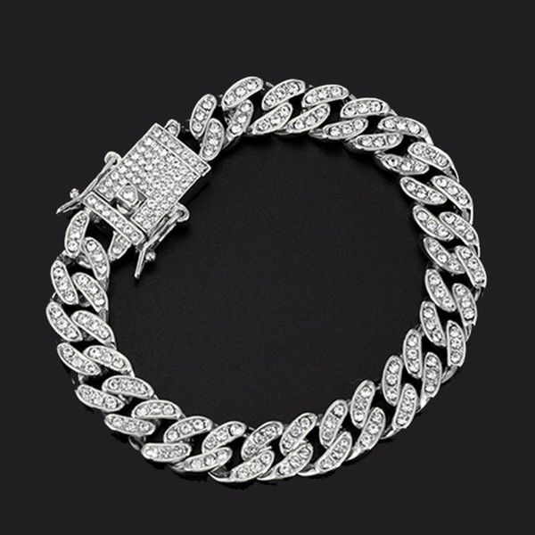 link, chain hip hop bling iced out men's rapper bracelet full rhinestone pave miami cuban link for men jewelry, Black
link, chain hip hop bling iced out men's rapper bracelet full rhinestone pave miami cuban link for men jewelry, Black
