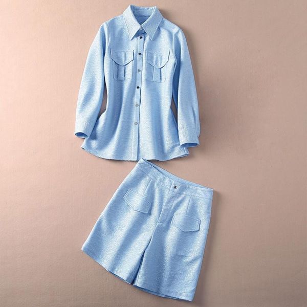 women's two piece pants red roosarosee fashion spring autumn women turn-down collar long sleeve blue pockets blouse casual shorts femal, White
women's two piece pants red roosarosee fashion spring autumn women turn-down collar long sleeve blue pockets blouse casual shorts femal, White