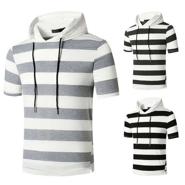 2021 hooded t-shirts fashion sleeves tee casual black white cotton summer clothes, White;black
2021 hooded t-shirts fashion sleeves tee casual black white cotton summer clothes, White;black