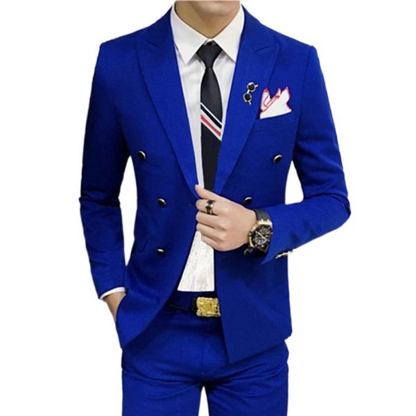 fashion men's casual pure color double breasted suit coat trousers / male slim fit wedding blazers jacket pants 2 piece set suits &, White;black
fashion men's casual pure color double breasted suit coat trousers / male slim fit wedding blazers jacket pants 2 piece set suits &, White;black