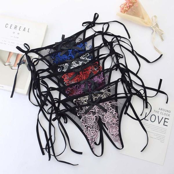 women's panties lace hollow transparent embroidery thong ladies open crotch underwear temptation women low-waist bandage briefs, Black;pink
women's panties lace hollow transparent embroidery thong ladies open crotch underwear temptation women low-waist bandage briefs, Black;pink