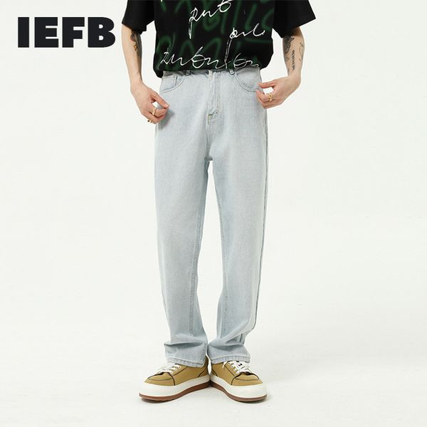 iefb men's clothing summer light blue wash vintage jeans basic simple denim slim pants 9y6161 210524
iefb men's clothing summer light blue wash vintage jeans basic simple denim slim pants 9y6161 210524