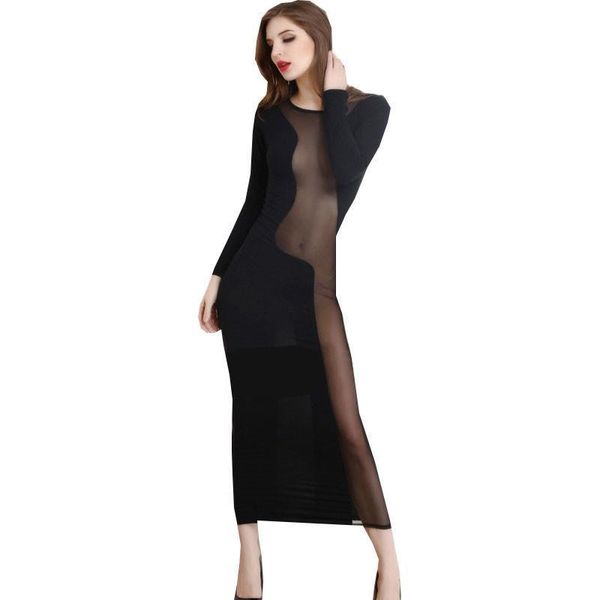 women sleepwear black long dress robe nightwear lady slips patchwork mesh see back hollow out party night club, Black;red
women sleepwear black long dress robe nightwear lady slips patchwork mesh see back hollow out party night club, Black;red