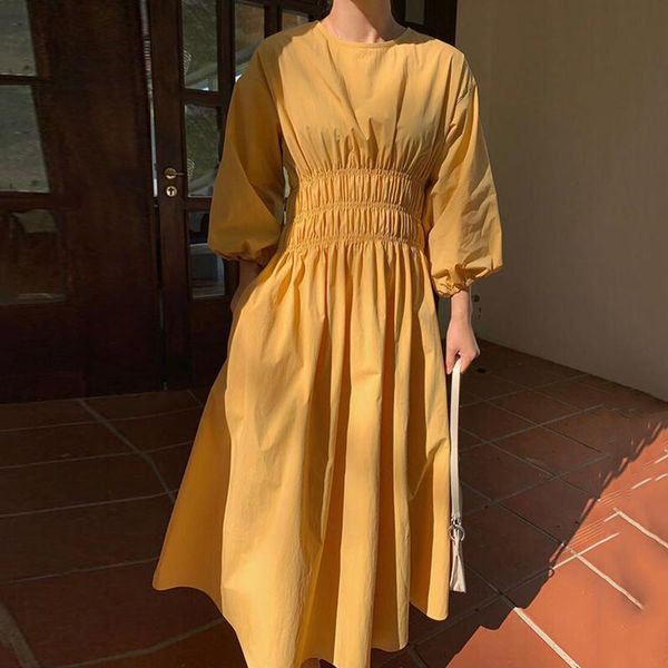 party dresses zcsmll korean autumn summer vintage round neck pleated design sense loose solid color large-length puff-sleeved dress women, White;black
party dresses zcsmll korean autumn summer vintage round neck pleated design sense loose solid color large-length puff-sleeved dress women, White;black