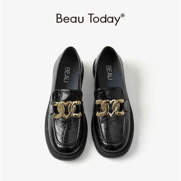 women's leather casual shoes flat bottomed square toe no shoelaces metal decoration 2 9, Black
women's leather casual shoes flat bottomed square toe no shoelaces metal decoration 2 9, Black